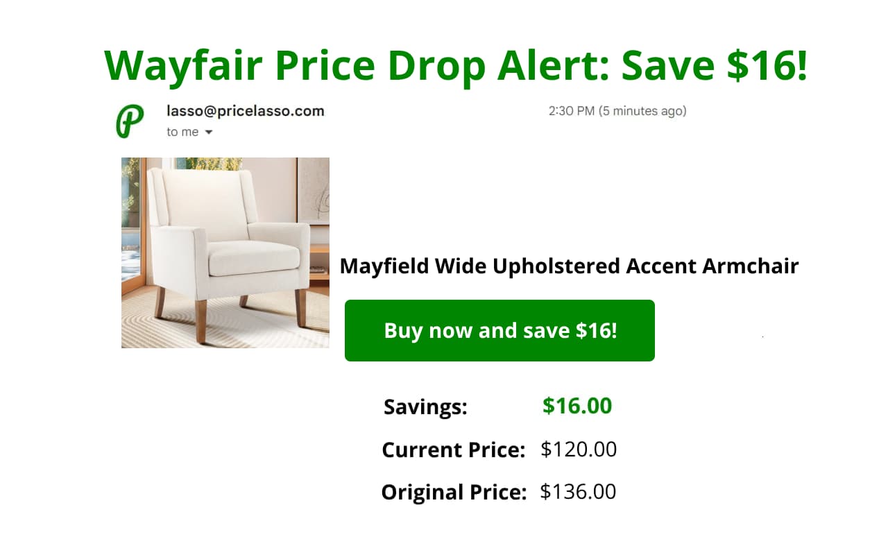 Example of Wayfair price drop email